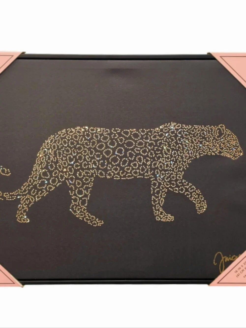 Juicy Couture Home Gold Crystal Leopard Silhouette Framed Wall Decor